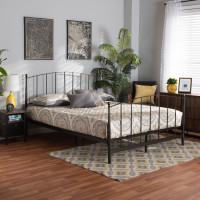 Baxton Studio TS-Lana-Black-Queen Baxton Studio Lana Modern and Contemporary Black Finished Metal Queen Size Platform Bed